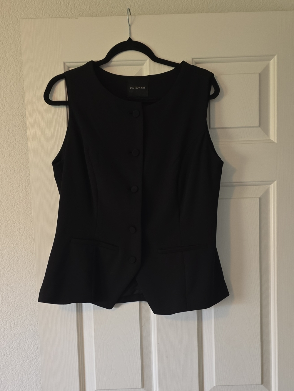 Black Sleeveless Button Front Vest Jacket Sz Med